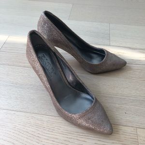 DKNY Francesca Metallic Suede Heels (With Box)